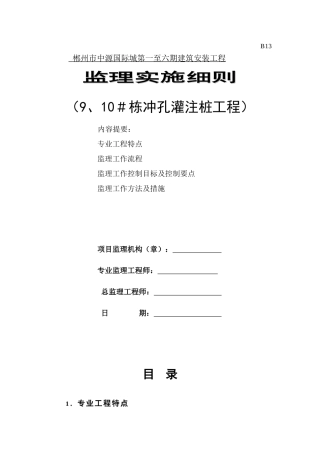 冲孔灌注桩工程监理细则