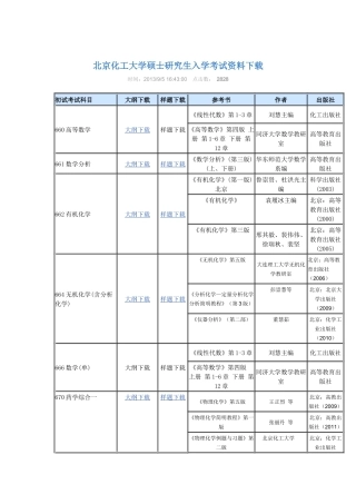 北京化工大学考研专业课参考书目
