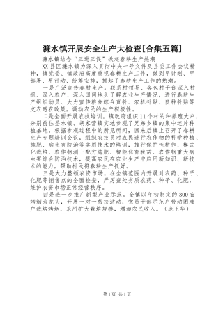 濂水镇开展安全生产大检查合集五篇