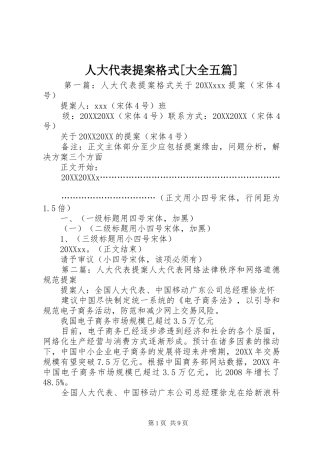人大代表提案格式大全五篇