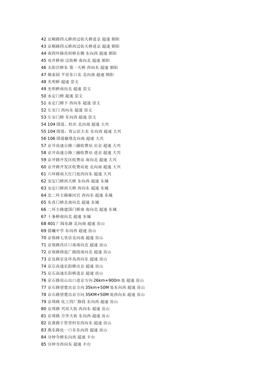北京交通违章摄像头位置一览表_第2页