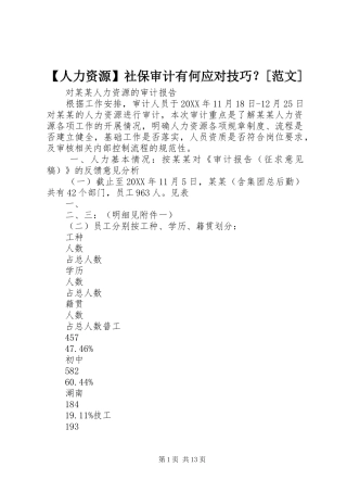 人力资源社保审计有何应对技巧范文