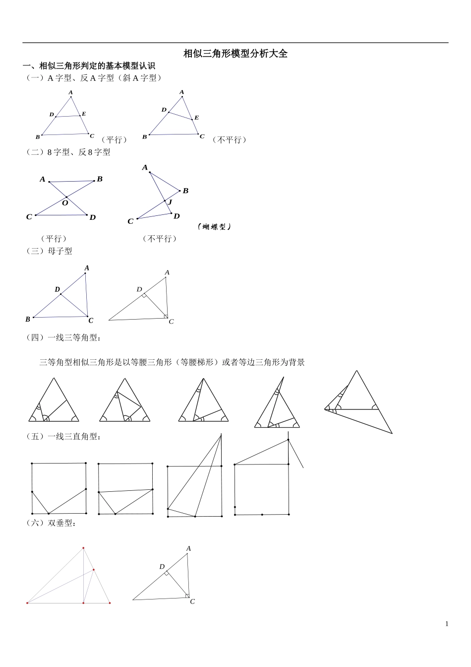 初二--超经典相似三角形模型分析大全_第1页