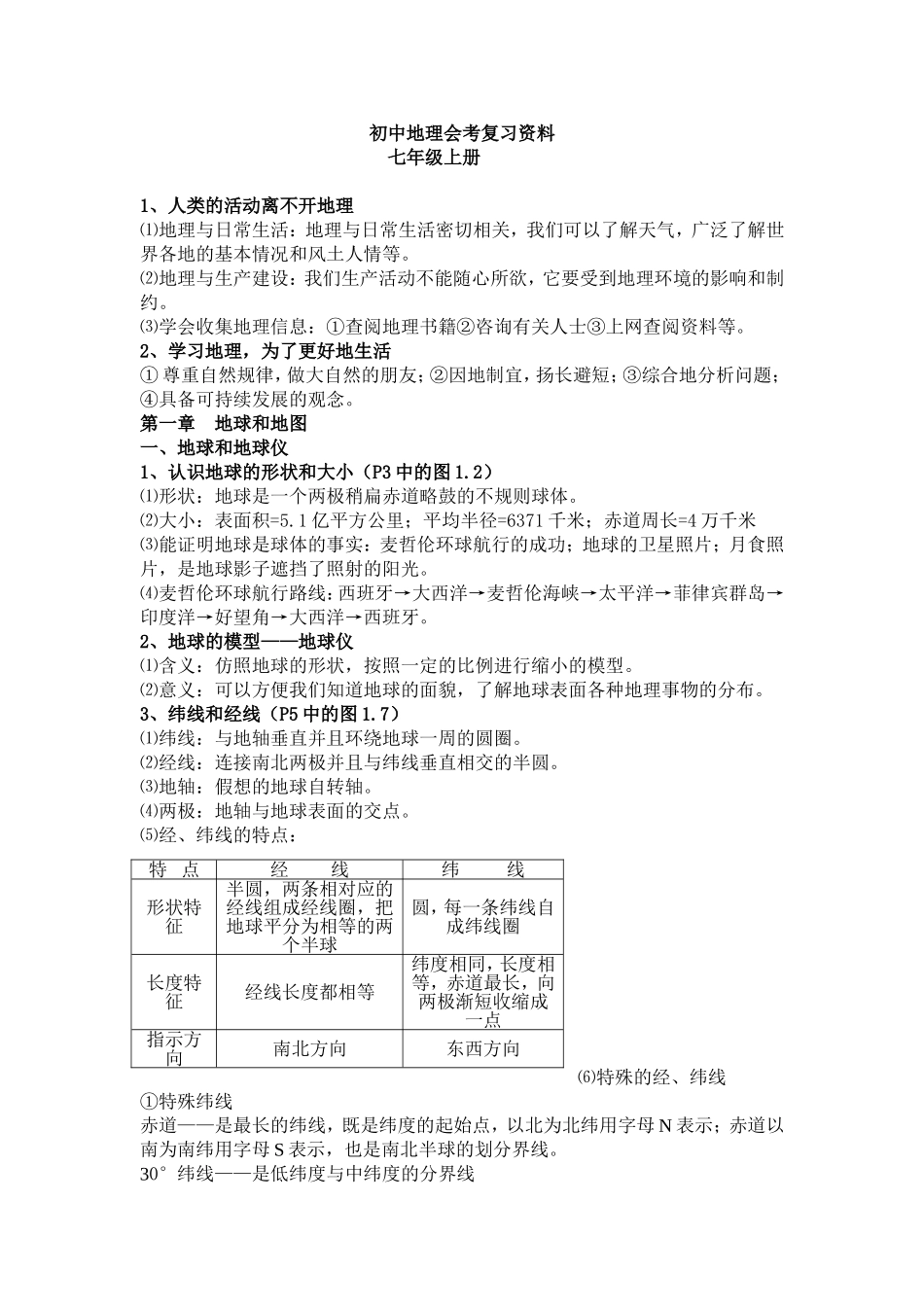 初二地理会考知识点大全_第1页