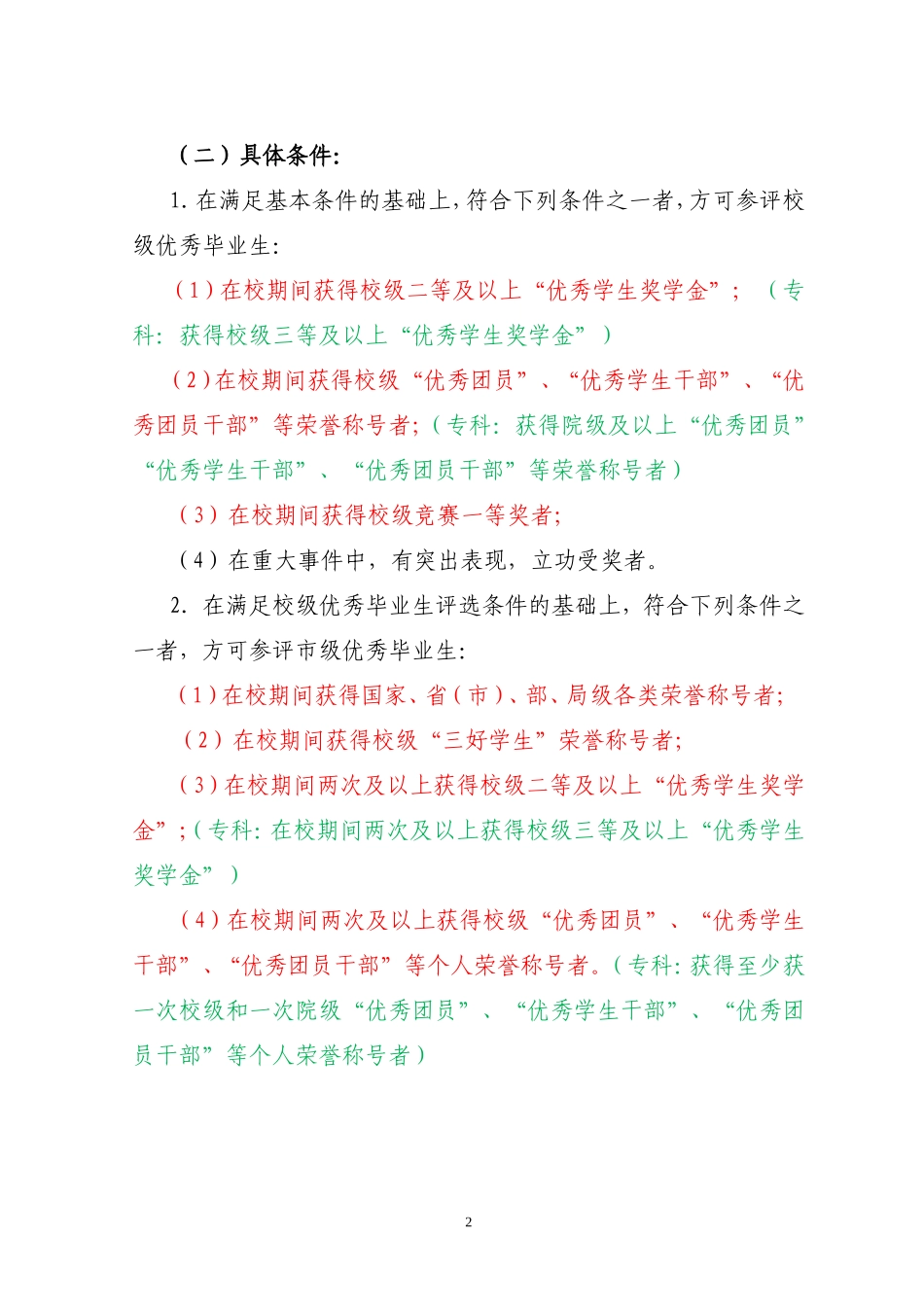 北京农学院优秀毕业生评选办法(暂行)_第2页