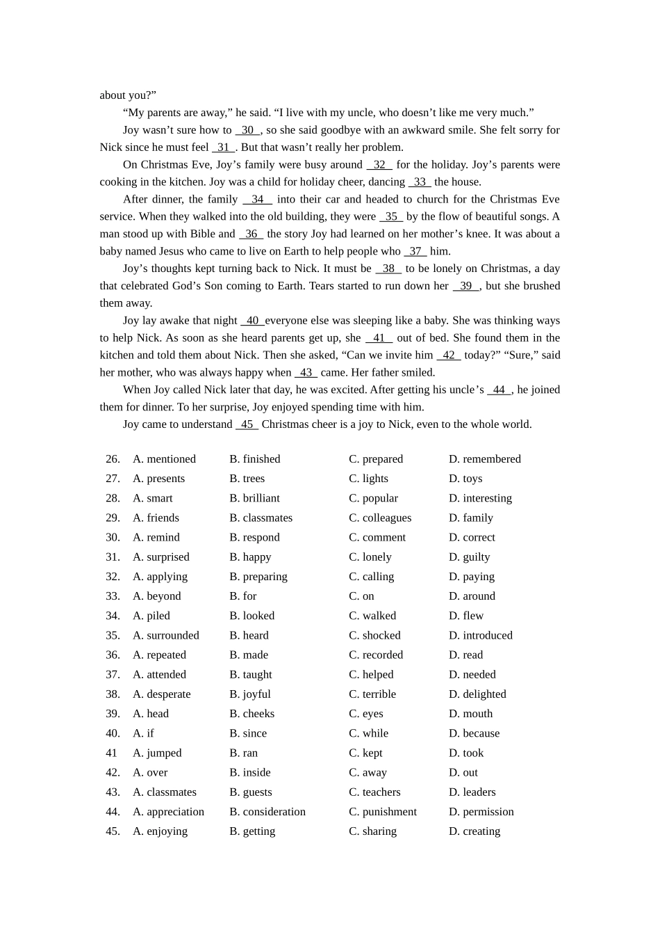 北京市重点中学2014-2015学年高一下学期期中考试英语试卷-Word版含答案_第3页