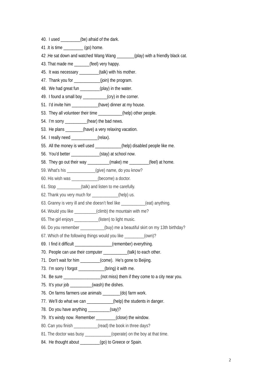 初二--非谓语动词填空练习题_第2页