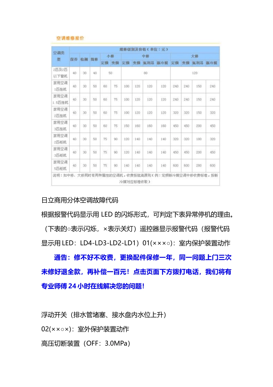 北京日立空调故障代码维修_第1页