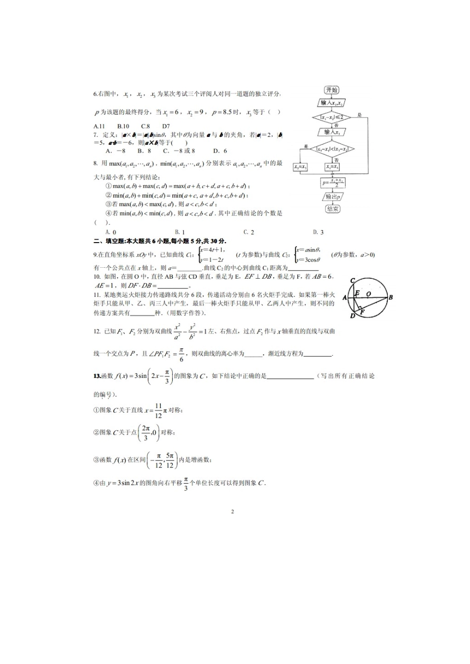 北京师大附中2013届高三3月零模理科数学试题_第2页