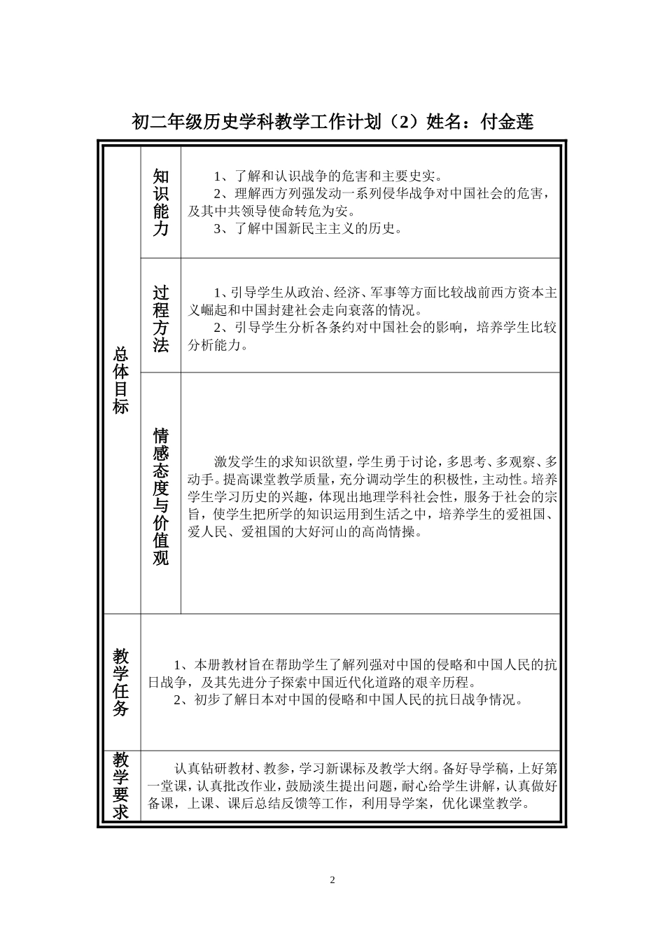 初二历史计划付金莲_第2页