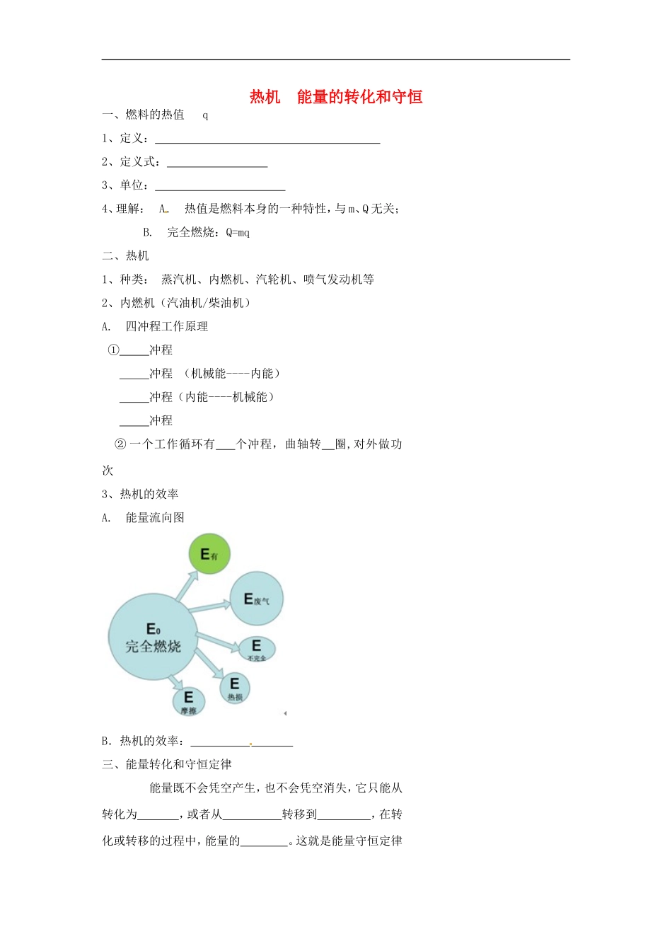 北京四中-中考物理冲刺复习热和能专题热机能量的转化和守恒训练_第1页
