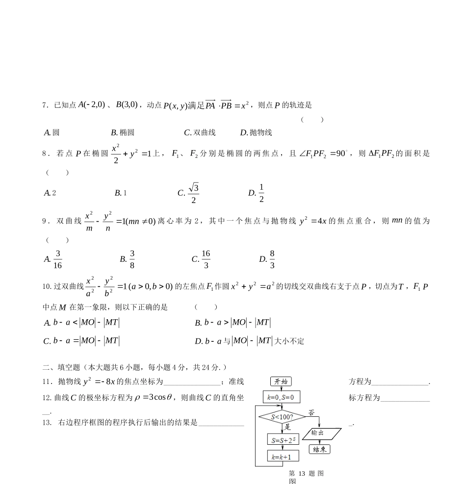 北京五中上学期高二年级期中考试数学试卷(理科)_第2页