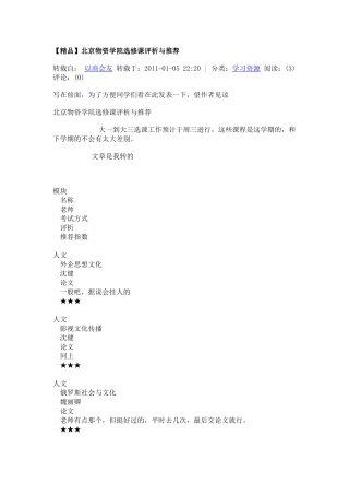 北京物资学院选修课评析与推荐