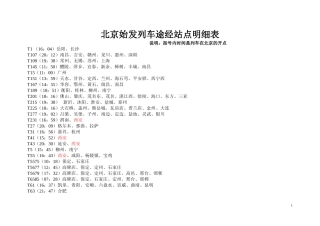 北京始发列车途经站点明细表