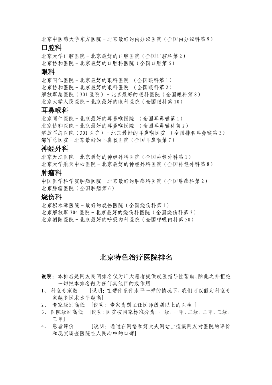 北京医院科室排名和特色治疗医院排名_第2页