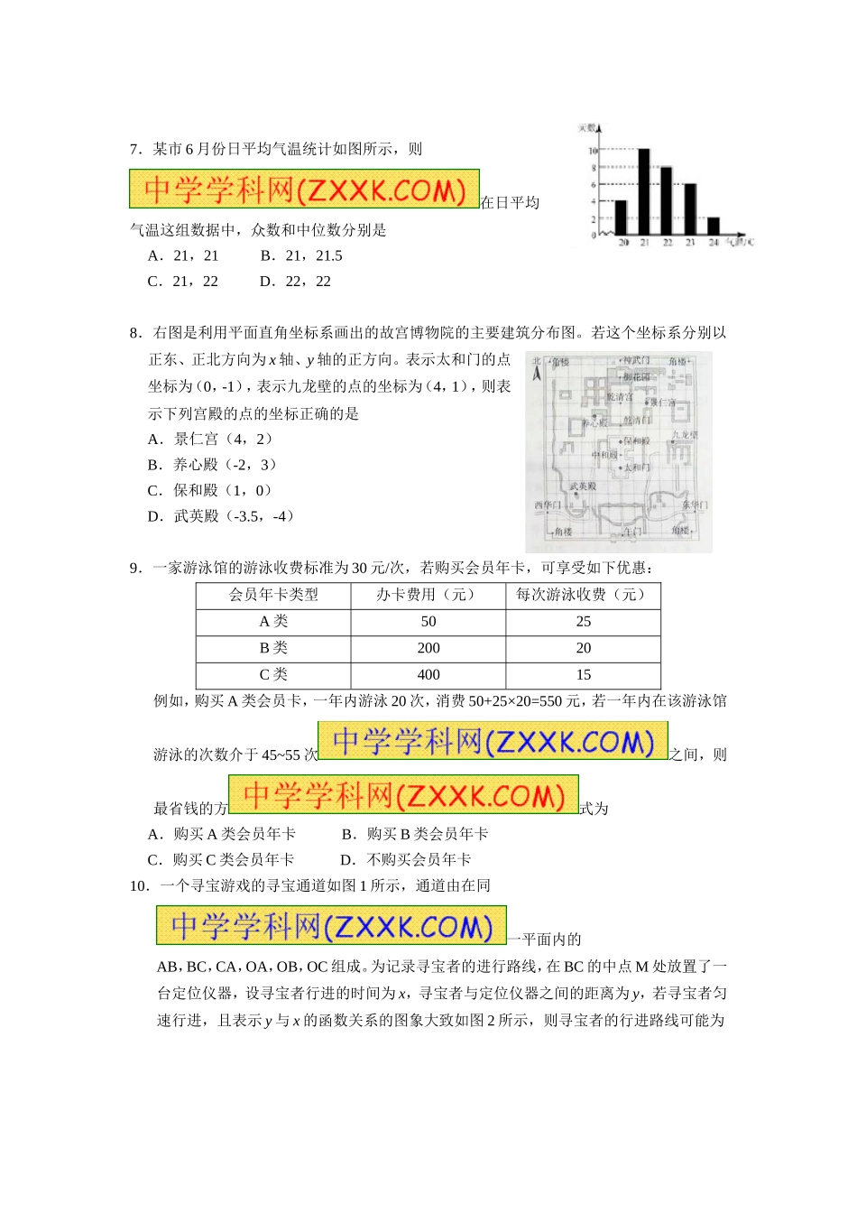 北京市2015年中考数学试题及答案(word版)_第2页