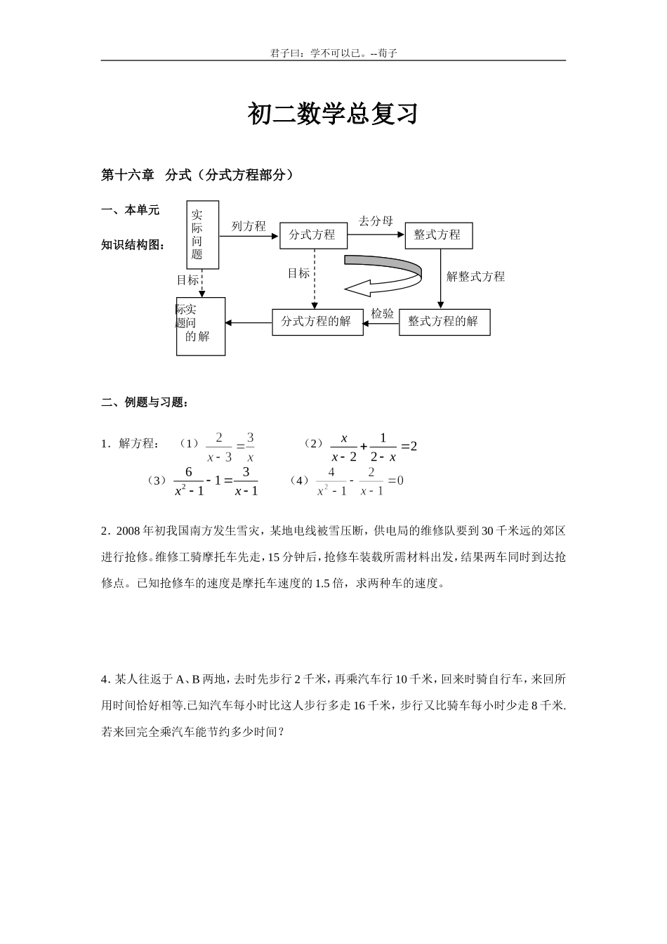 初二数学总复习-经典例题含答案_第1页