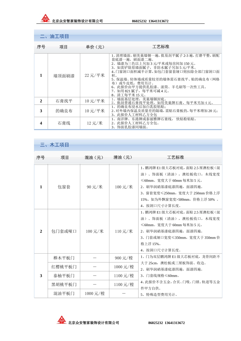 北京众安装饰居室装修基本报价单_第2页