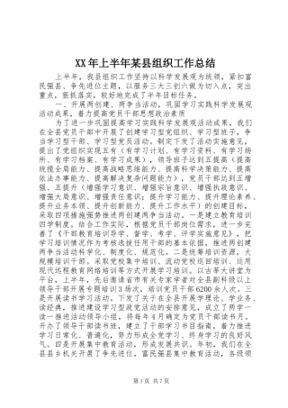 上半年县组织工作总结