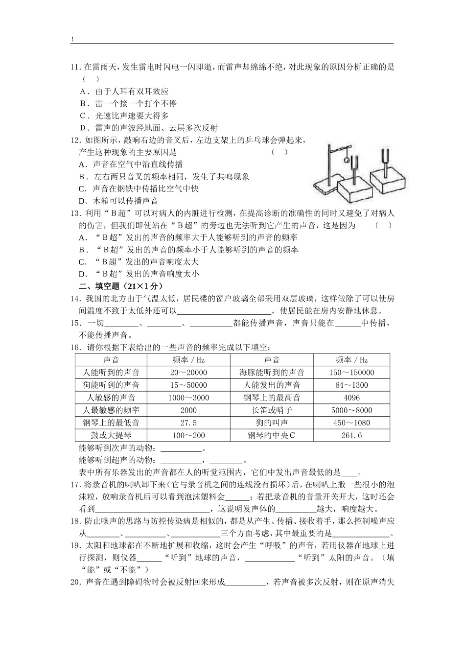 初二物理上册各章测试题_第2页