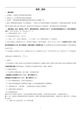 初二物理温度温标专题复习