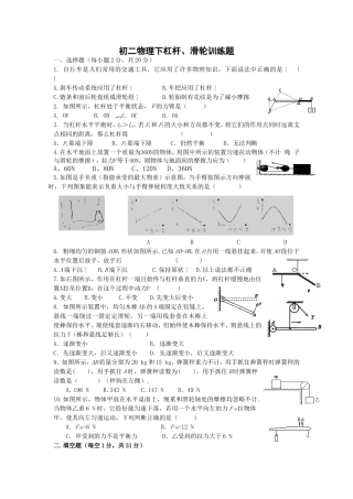 初二物理下杠杆、滑轮训练题