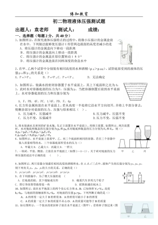 初二物理压强经典练习题
