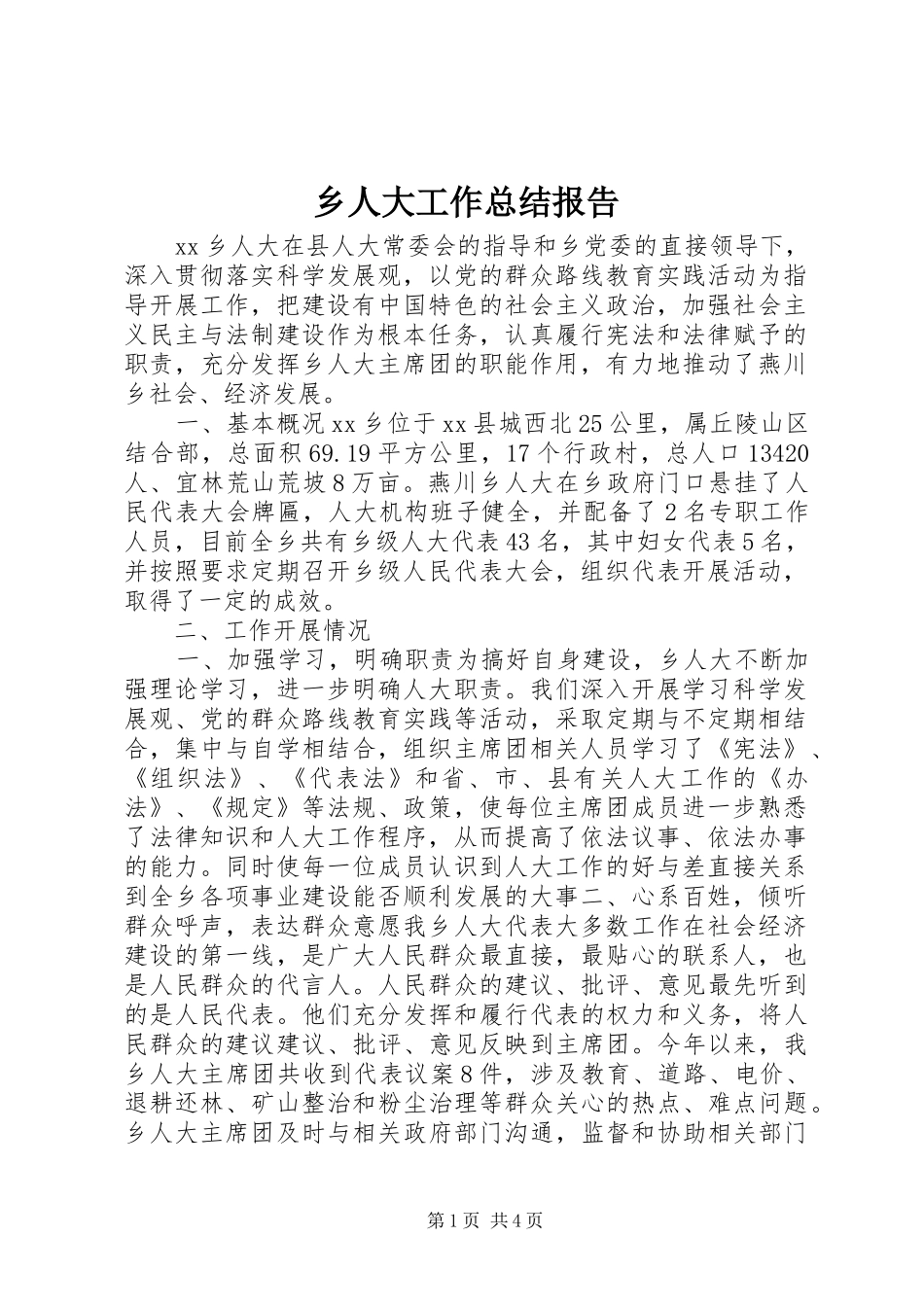 乡人大工作总结报告_第1页