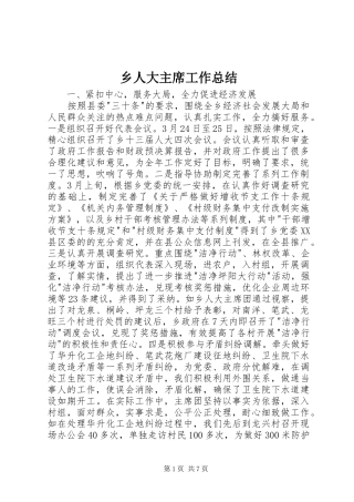 乡人大主席工作总结