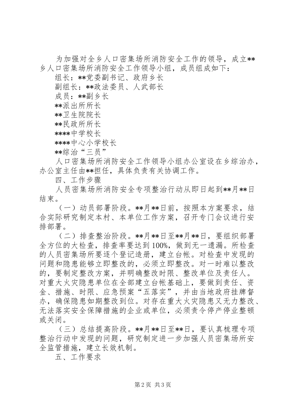 乡人口密集场所消防安全实施方案_第2页