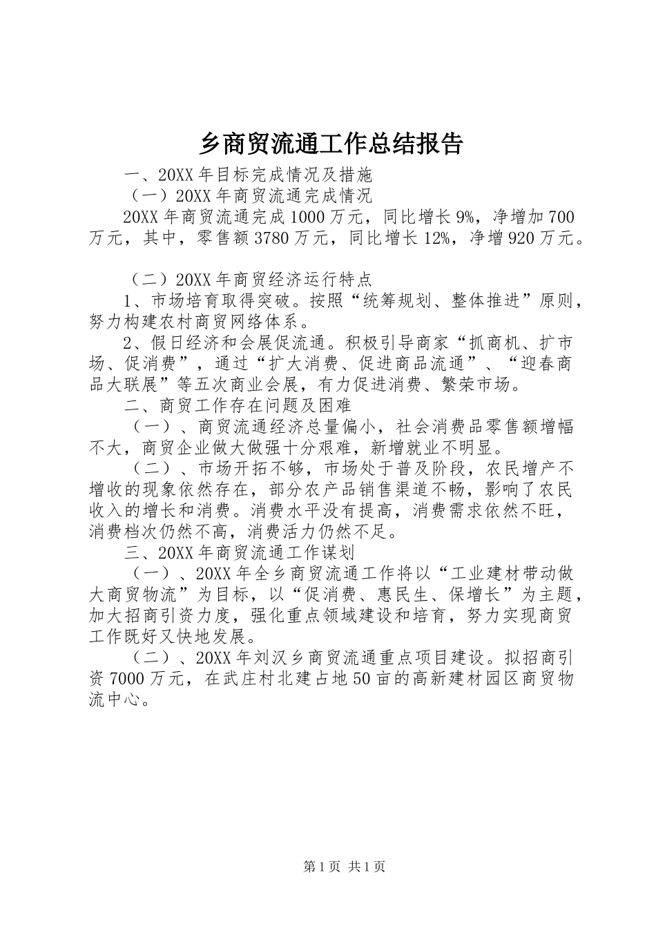 乡商贸流通工作总结报告_第1页