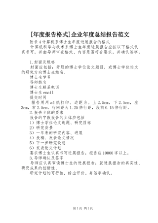 年度报告格式企业年度总结报告范文