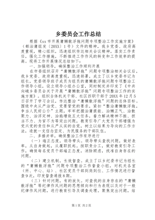 乡委员会工作总结