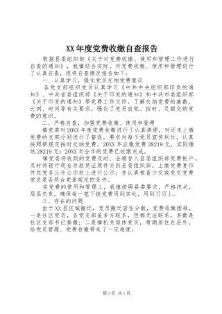 年度党费收缴自查报告