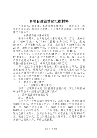 乡项目建设情况汇报材料