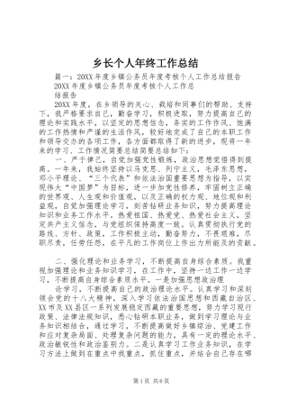 乡长个人年终工作总结