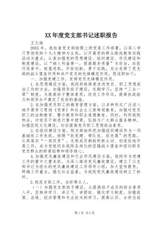 年度党支部书记述职报告