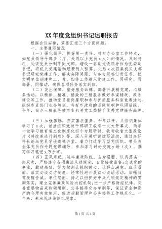 年度党组织书记述职报告