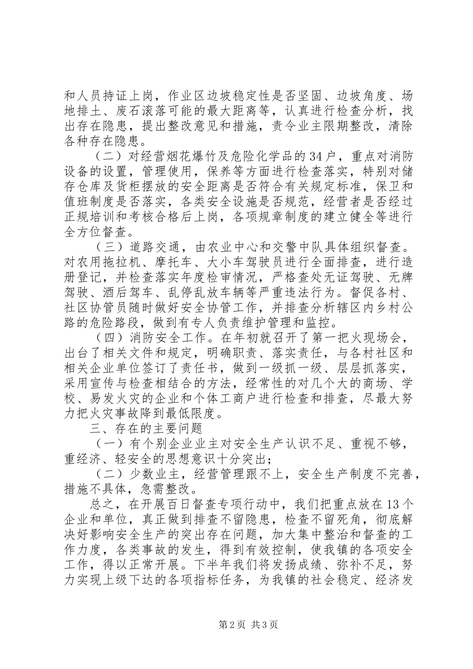 乡镇安全生产百日督查专项行动工作总结_第2页