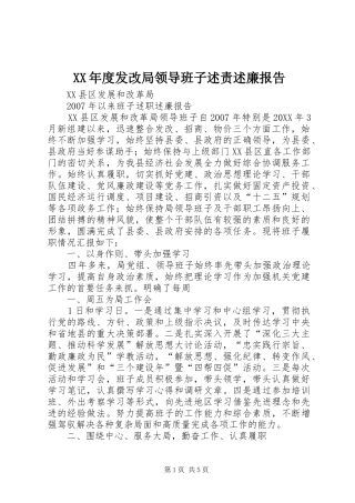 年度发改局领导班子述责述廉报告