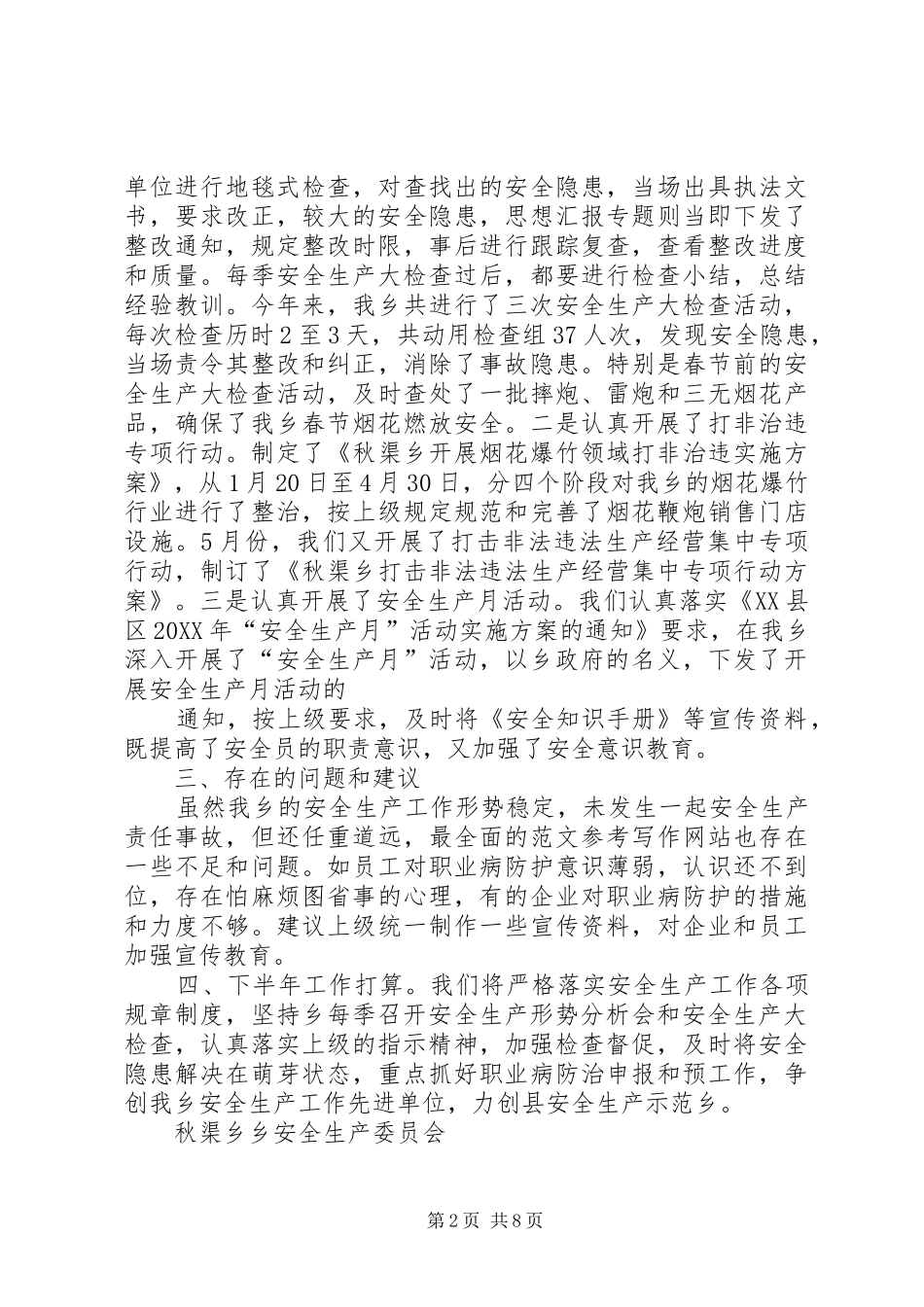 乡镇安全生产上半年总结_第2页