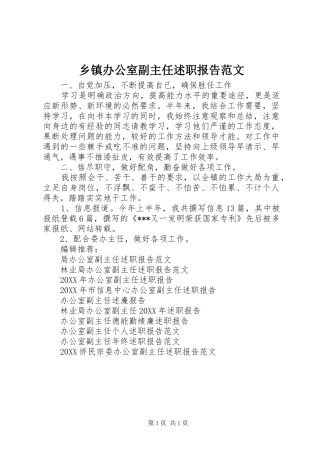 乡镇办公室副主任述职报告范文