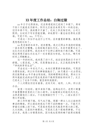 年度工作总结白驹过隙