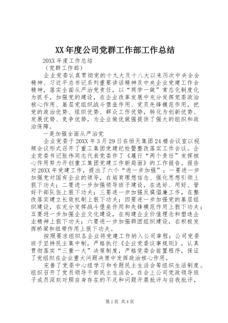 年度公司党群工作部工作总结