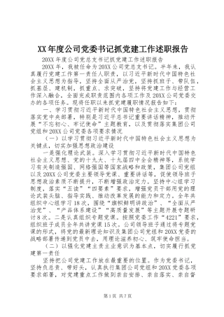 年度公司党委书记抓党建工作述职报告
