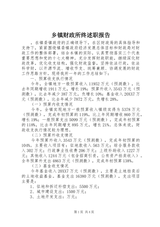 乡镇财政所终述职报告