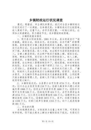 乡镇财政运行状况调查