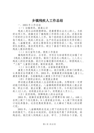 乡镇残疾人工作总结