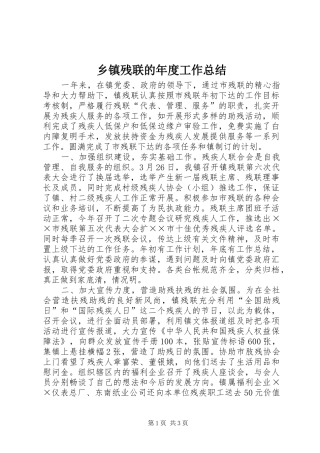 乡镇残联的年度工作总结