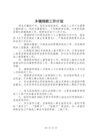 乡镇残联工作计划